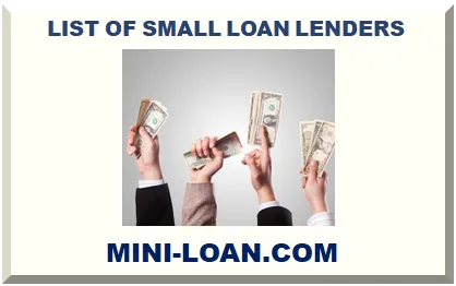 LIST OF SMALL LOAN LENDERS