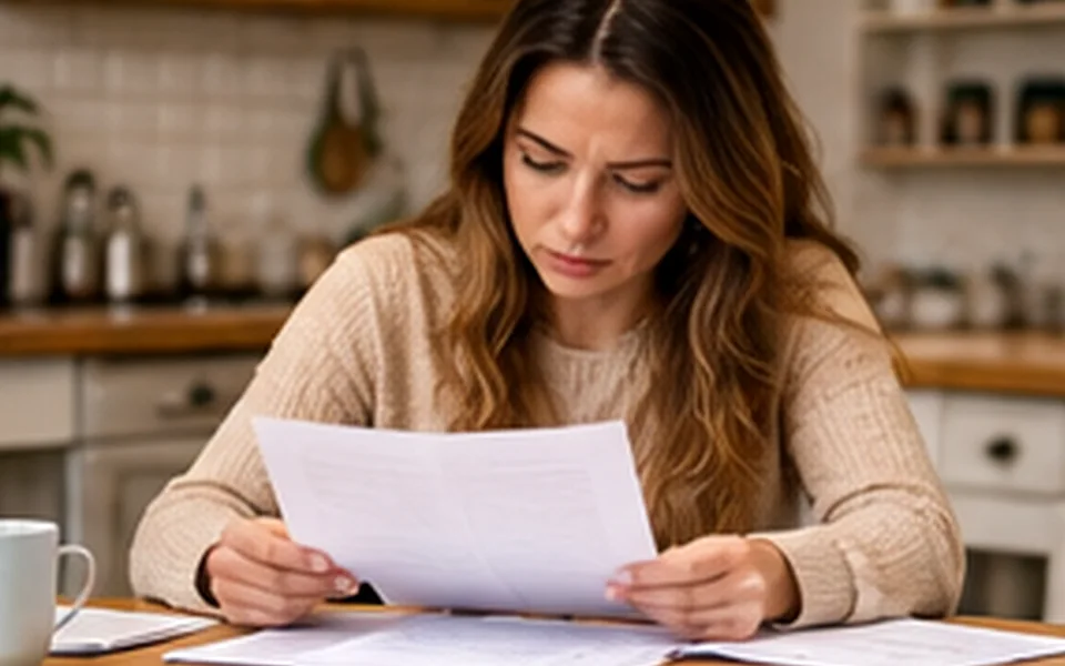 Personne examinant son budget à une table de cuisine
